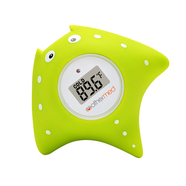 MotherMed Baby Bath Thermometer and Floating Bath Toy Bathtub and Swimming Pool Thermometer Green Fish Only for Fahrenheit